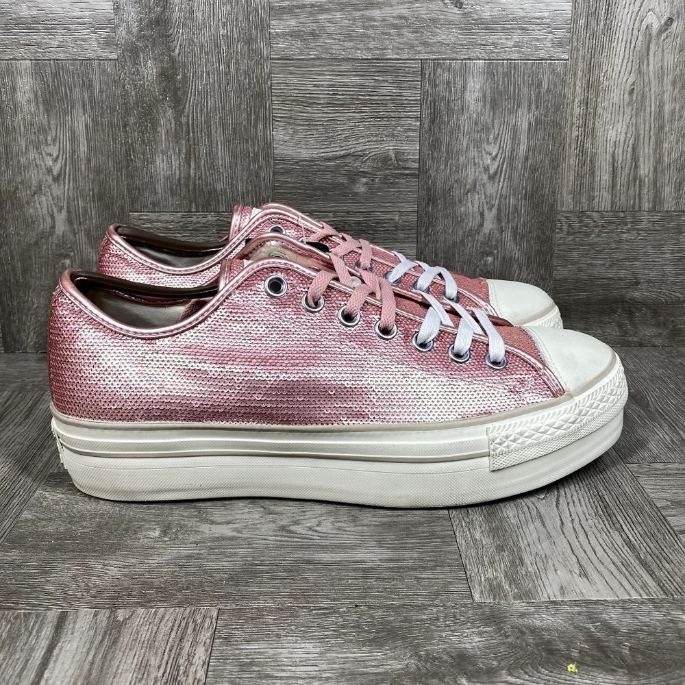 Converse All Star Sequin Platform "Distressed" Women size 11